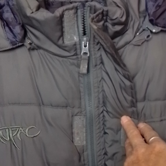 Makaveli branded Tupac long puffer coat XL gray - Picture 9 of 16